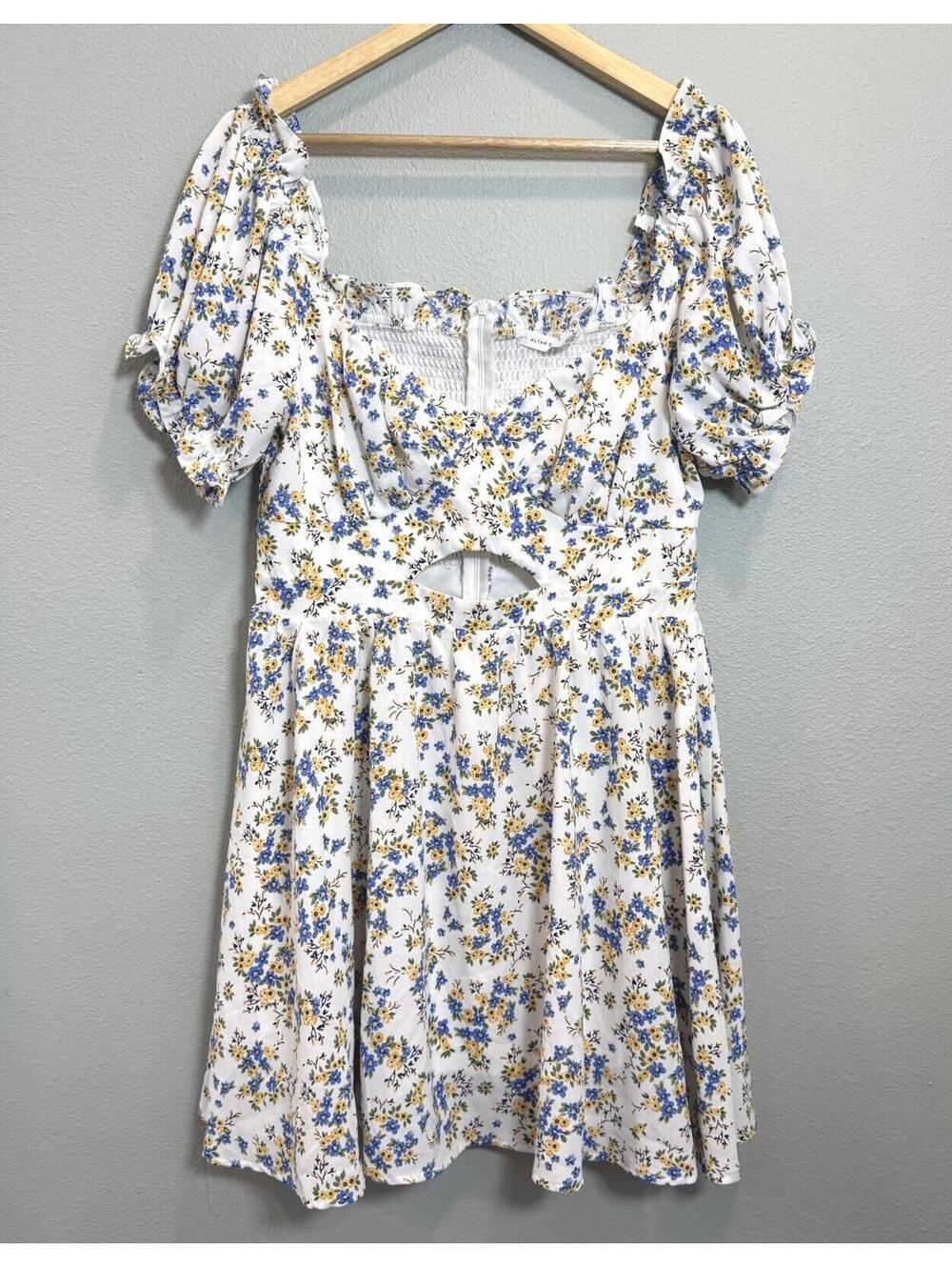 Altar'd State Floral Sweetheart Neckline White Mini Dress - Women's XL NWOT